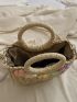 Flower Decor Straw Bag For Beach Vacation Travel