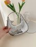 Mini Hobo Bag Snakeskin Embossed PU Metallic Funky