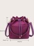 Minimalist Bucket Bag Drawstring Design Pocket Front