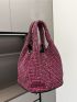 Mini Evening Bag Rhinestone Decor Glamorous Pink