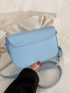 Small Flap Square Bag Metal Decor PU Minimalist Blue