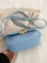 Small Flap Square Bag Metal Decor PU Minimalist Blue