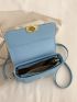 Small Flap Square Bag Metal Decor PU Minimalist Blue