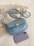 Small Flap Square Bag Metal Decor PU Minimalist Blue