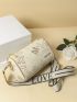 Small Square Bag Letter Graphic Contrast Binding PU