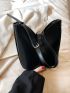 Small Hobo Bag Minimalist PU Black
