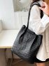 Minimalist Shoulder Tote Bag Quilted Pattern Nylon