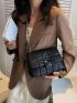 Small Flap Square Bag Quilted Pattern PU