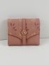 Plant Graphic Small Wallet Metal Decor PU