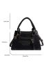 Zip Front Square  Bag Double Handle Black