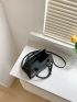 Zip Front Square  Bag Double Handle Black