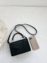 Crocodile Embossed Square Bag Top Handle Minimalist