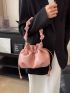 Minimalist Bucket Bag Pink Letter Print