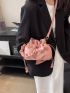 Minimalist Bucket Bag Pink Letter Print