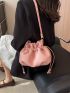 Minimalist Bucket Bag Pink Letter Print
