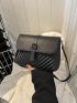 Buckle Decor Square Bag Quilted Flap Minimalist