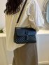 Buckle Decor Square Bag Quilted Flap Minimalist