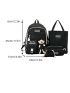 4pcs Backpack Set Colorblock Classic Backpack Top Handle Bag Square Bag With Bag Charm