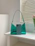 Crocodile Embossed Baguette Bag Metallic Funky Top Handle
