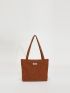 Small Shoulder Tote Bag Letter Patch Double Handle For Daily