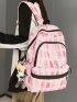 Medium Classic Backpack Colorblock Adjustable Strap With Bag Charm For School