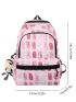 Medium Classic Backpack Colorblock Adjustable Strap With Bag Charm For School