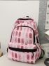 Medium Classic Backpack Colorblock Adjustable Strap With Bag Charm For School