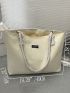 Oversized Shopper Bag Casual Letter Patch Decor Polyester For Shopping