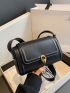 Small Square Bag Elegant Metal Lock Flap PU For Daily Life