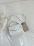 Chevron Square Bag Flap Small Mini White