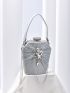 Mini Box Bag Glamorous Rhinestone Decor Chain Glitter For Party
