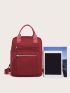 Red Classic Backpack Double Handle Zipper For School