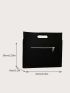 Black Square Bag With Zipper Fashionable Chevron Embossed Polyester For Daily Life