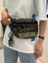 Letter Graphic Fanny Pack Large Capacity With Bag Charm For Daily Life