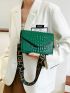 Small Flap Square Bag Geometric Embossed PU