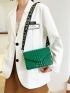 Small Flap Square Bag Geometric Embossed PU
