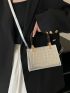 Mini Square Bag Crocodile Embossed Metallic Silver Funky