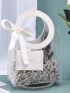 1pc Plastic Gift Bag, Modern Clear Bow Decor Gift Bag For Home
