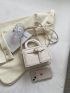 Mini Square Bag Crocodile Embossed Buckle Decor PU
