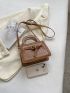 Mini Square Bag Crocodile Embossed Double Handle