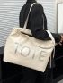 Letter Patch Decor Shoulder Tote Bag Funky Style