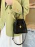 Mini Bucket Bag Crocodile Embossed With Adjustable Strap