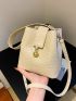 Mini Bucket Bag Crocodile Embossed Metal Decor