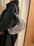 Mini Hobo Bag Snakeskin Embossed PU Metallic Funky