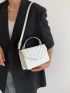 Chevron Square Bag Flap Small Mini White