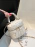 Quilted Bucket Bag Mini Top Handle Beige