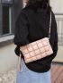 Quilted Square Bag Baby Pink Fashionable Chain Strap For Daily