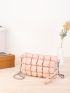 Quilted Square Bag Baby Pink Fashionable Chain Strap For Daily