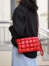Quilted Square Bag Red Fashionable Chain Strap