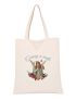 Small Shopper Bag Letter & Figure Pattern Double Handle For Shopping